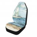 Oyihfvs Two Watercolor Sailing Yachts Drifting In The Quiet Blue Sea 2pcs Front Car Seat Covers Set Universal Fit For Vehicle