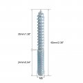 Uxcell M6 Hanger Bolts Length 2-3 8 60mm Double Headed Self-tapping Screw 6mm Wood Joint Furniture Legs 24pcs