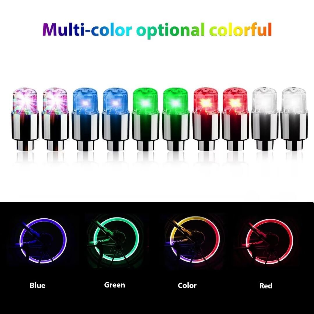 Led Valve Stem Caps Lights Kit Tire Wheel Waterproof Flashing Light Tire Lamp For Car Bike Motorcycle Waterproof Spoke Flash
