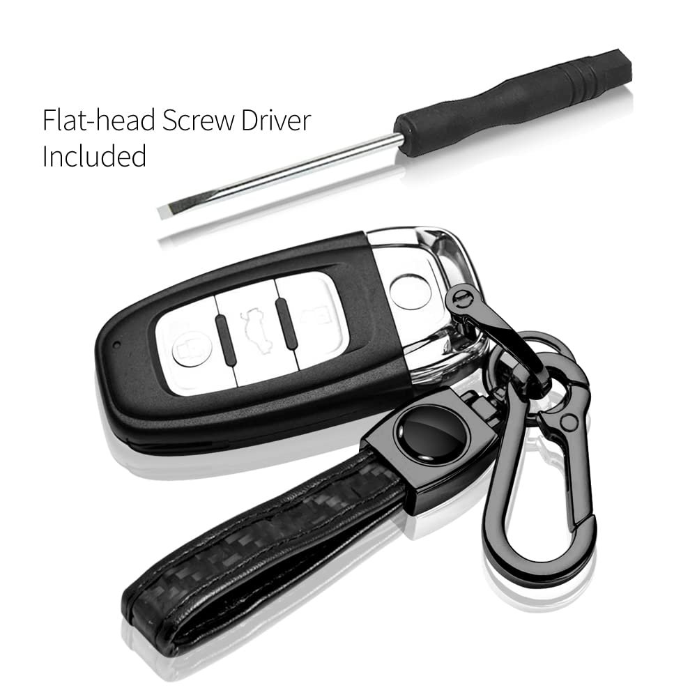 Ford Mustang Logo Key Chain Real Carbon Fiber Loop Strap Dark Gunmetal Hook Modern Large Style 5 25 In Length
