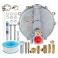 Carbhub 039-122 Low Pressure Regulator Generator For Impco Style Gas Converter With 3 8 Fuel Connector Set And Clamps 