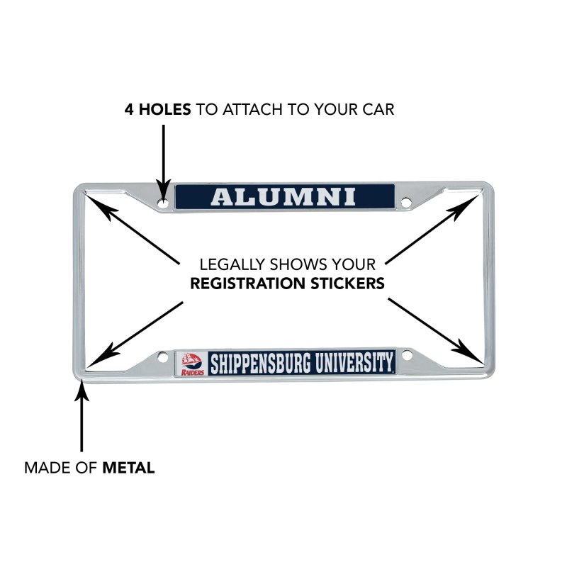 Shippensburg University Metal License Plate Frame For Front Or Back Of Car Officially Licensed Alumni 2-pack