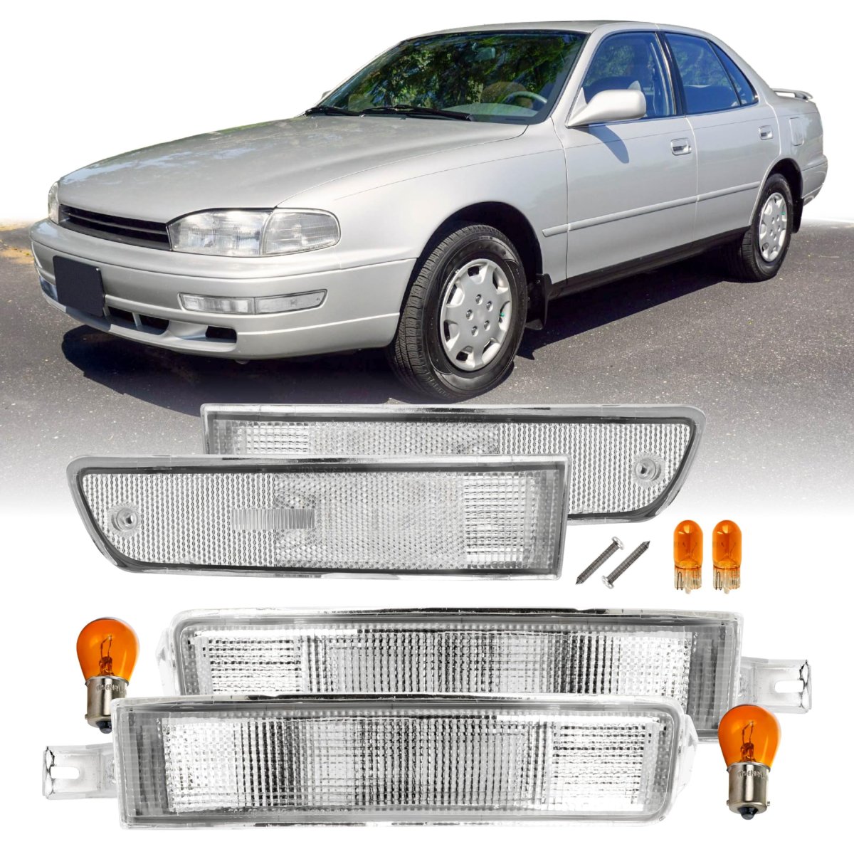 Usr 92-94 Sxv10 Bumper Light A Turn Signal Lamps Left Right 4pc Set For 1992-1994 Toyota Camry All Models Such As Dx Le Se Xle