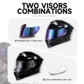 Tcmt Full Face Motorcycle Helmet Dot Approved For Adults Dual Visor Street Bike With Clear Tinted Shield Lightweight Abs Shell