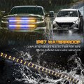 Xridonsen 2pcs 24 Inch Amber Blue Truck Grill Emergency Lights Strip 288 Led Grille Strobe Flashing Warning Safety Waterproof