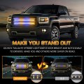 Xridonsen 2pcs 24 Inch Amber Blue Truck Grill Emergency Lights Strip 288 Led Grille Strobe Flashing Warning Safety Waterproof