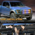 Xridonsen 2pcs 24 Inch Amber Blue Truck Grill Emergency Lights Strip 288 Led Grille Strobe Flashing Warning Safety Waterproof