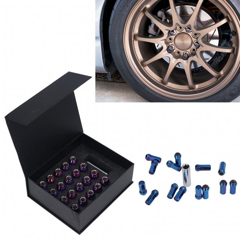 Aqxreight Wheel Lug Nuts Chrome M12x1 5 Thread 17mm Hex 48mm Length High Hardness Replacement For Car Bluing