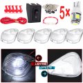 Cab Marker Light 5pcs Clear Lens Top Roof Running Assembly W Bases T10 194 168 Bulbs Wiring Pack Fit For 14-18d F-350 F-450