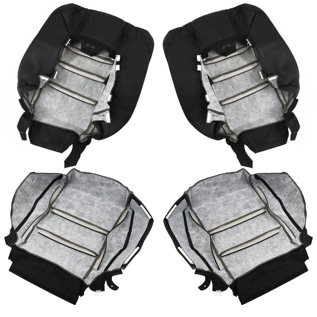 Black Leather Seat Covers 4 Piece Set For 2008 2009 2010 2011 2012 Accord Sedan Door Front Driver And Passenger Bottom Lean