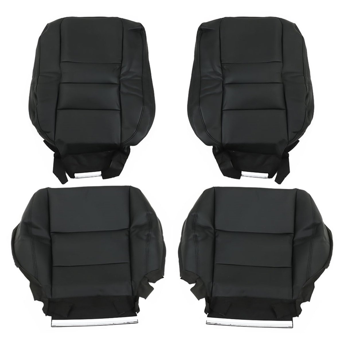 Black Leather Seat Covers 4 Piece Set For 2008 2009 2010 2011 2012 Accord Sedan Door Front Driver And Passenger Bottom Lean