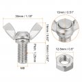 Uxcell 20pcs M8-1 25x16mm Wing Butterfly Screws Bolts With Nuts 304 Stainless Steel Bolt Thumb Hand