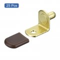 Uxcell Shelf Support Pegs 25pcs 6mm 1 4 L-shaped Bracket Pin With Rubber Sleeve For Furniture Shelves Supplies Gold Tone