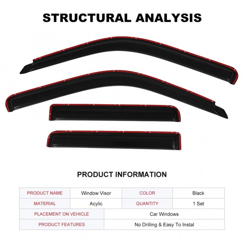 Window Visors Fits For 1991-2001d Explorer Tape-on Rain Guards Side Deflectors 4 Pieces 2pcs Front Doors And For Rear