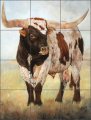 Longhorn Art Tile Mural Backsplash Big Daddy I By Kathy Winkler Ceramic Kitchen Shower Bathroom 12 75 X 17 On 4 25 Tiles 