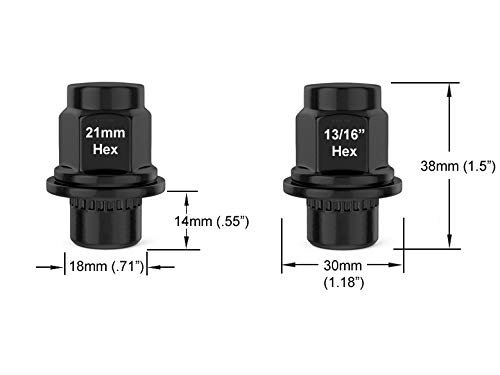 Stancemagic Set Of 20pcs Black 12x1 25 Closed End Lug Nuts Mag Washer Style Seat 1 5 Inch Length 13 16 21mm Hex For Nissan And