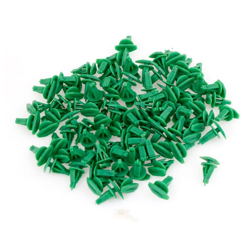 Car Green 6mm Hole Door Fender Plastic Rivets Screw Fasteners 100pcs