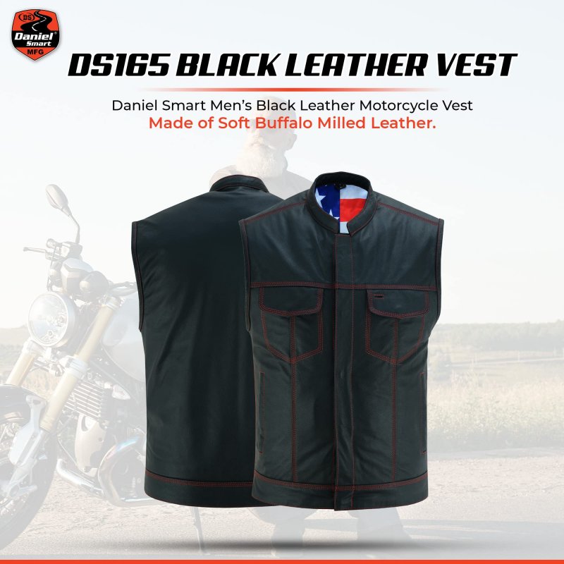 Daniel Smart Leather Vest Premium Soft Buffalo Milled With American Flag Lining And Concealed Armory Pocket As1 Alpha X L