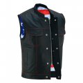 Daniel Smart Leather Vest Premium Soft Buffalo Milled With American Flag Lining And Concealed Armory Pocket As1 Alpha X L 
