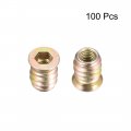Uxcell Wood Furniture M6x15mm Threaded Insert Nuts Interface Hex Socket Drive 100pcs