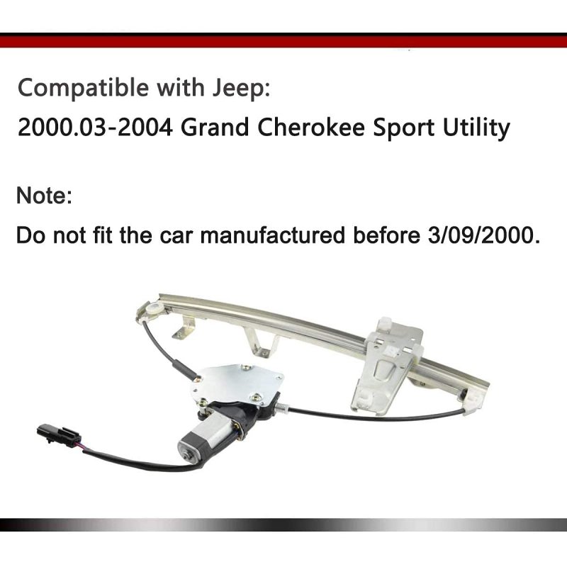 Front Left Driver Side Power Window Regulator With Motor Assembly For Jeep Grand Cherokee 2001 2004 Wj Series 2 Pin Plug