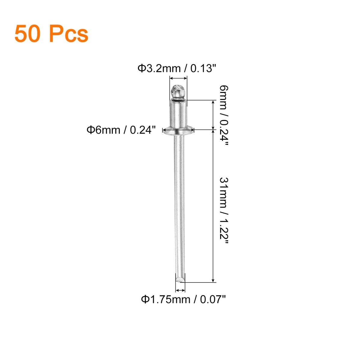 50pcs 1 8 X 4 304 Stainless Steel Countersunk Blind Rivet Open-end Type Rivets For Diy Sheet Metal Automotive Repairs Furniture