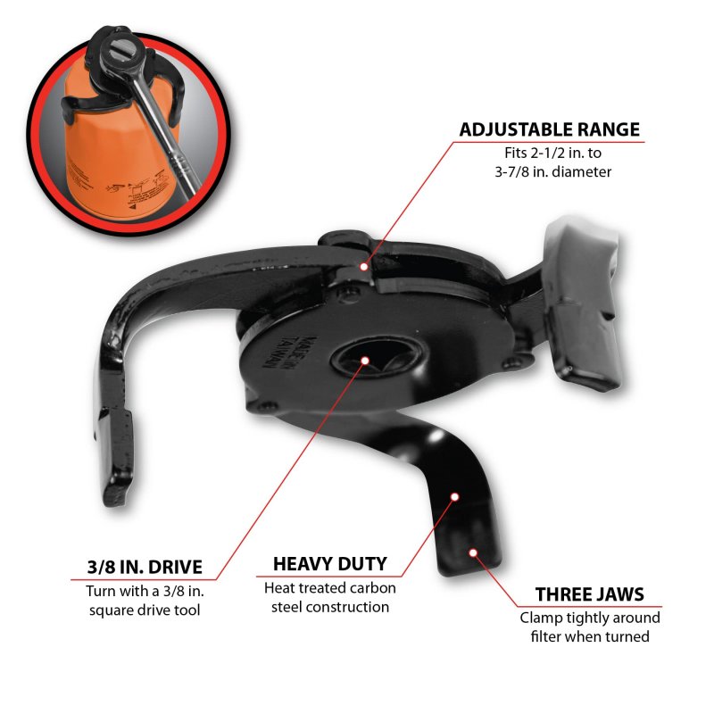 Performance Tool W270 2-1 2-inch To 3-7 8-inch Universal 3-jaw Filter Wrench