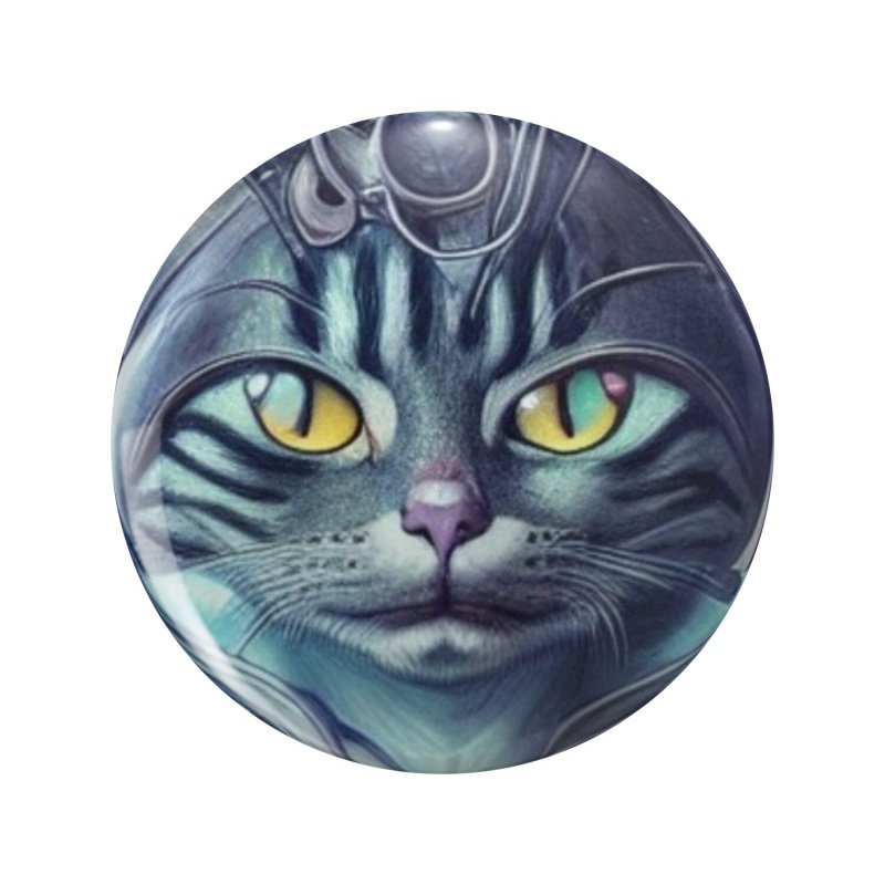 Cute Alien Cats For Adoption Happy Cat Day Double Sided Stainless Steel Keychain 1 25 In Round Resin Encased Design Keys And