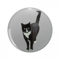 Black And White Cat Keychain Double Sided Stainless Steel 3d Resin Design Round Animal Pet Accessory For Keys Backpacks Luggage 
