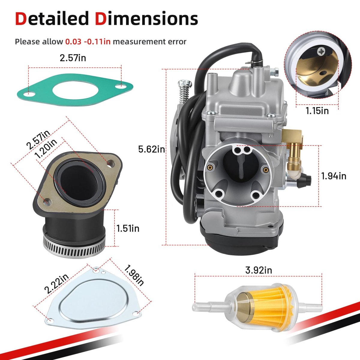 Carburetor And Intake Manifold Boot Kit For Suzuki Quadrunner 250 300 Lt-f250 Lt-f300f 1999-2002 Model Y Part Number