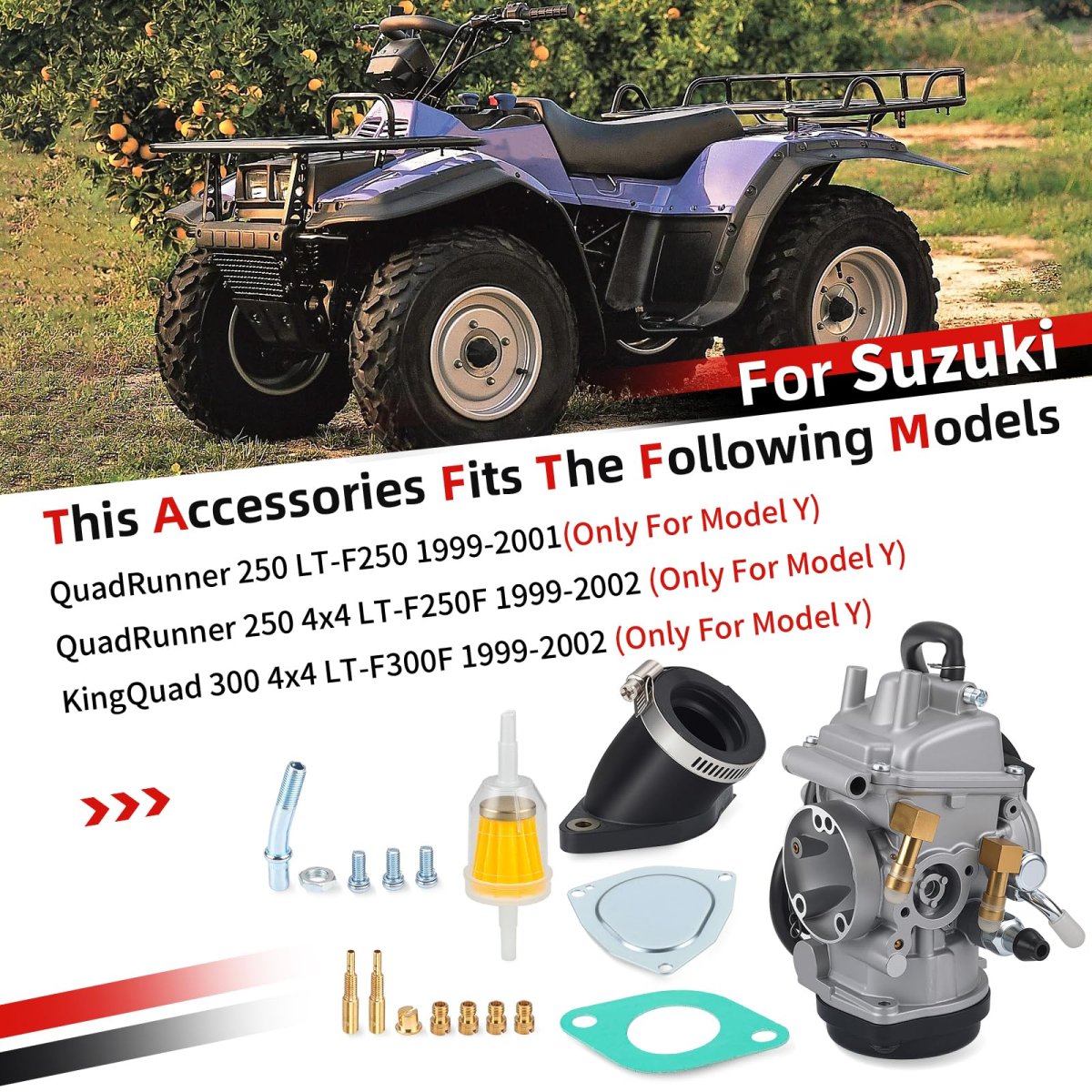 Carburetor And Intake Manifold Boot Kit For Suzuki Quadrunner 250 300 Lt-f250 Lt-f300f 1999-2002 Model Y Part Number