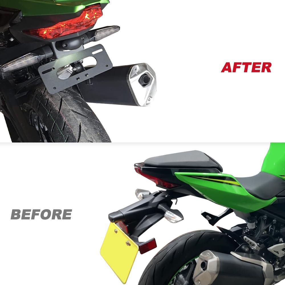 Tail Tidy Fender Eliminator For Z500 2024 2025 And Ninja 500 License Plate Bracket Stock Aftermarket Turn Signals