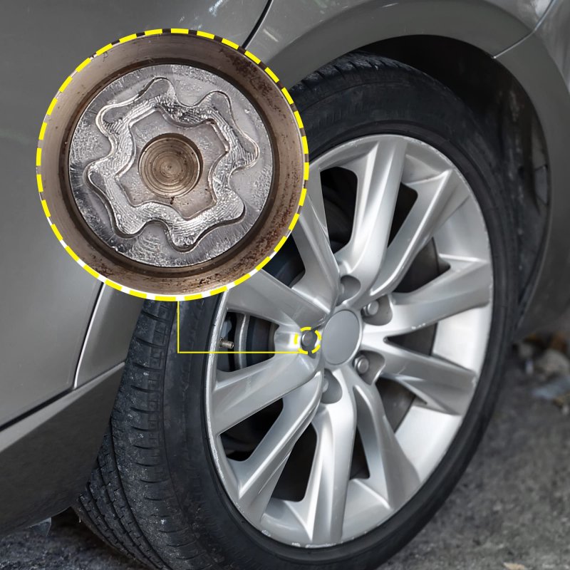 Acropix Car 303 Wheel Lug Nut Removal Key Fit For Mercedes-benz Pack Of 1 Silver Tone