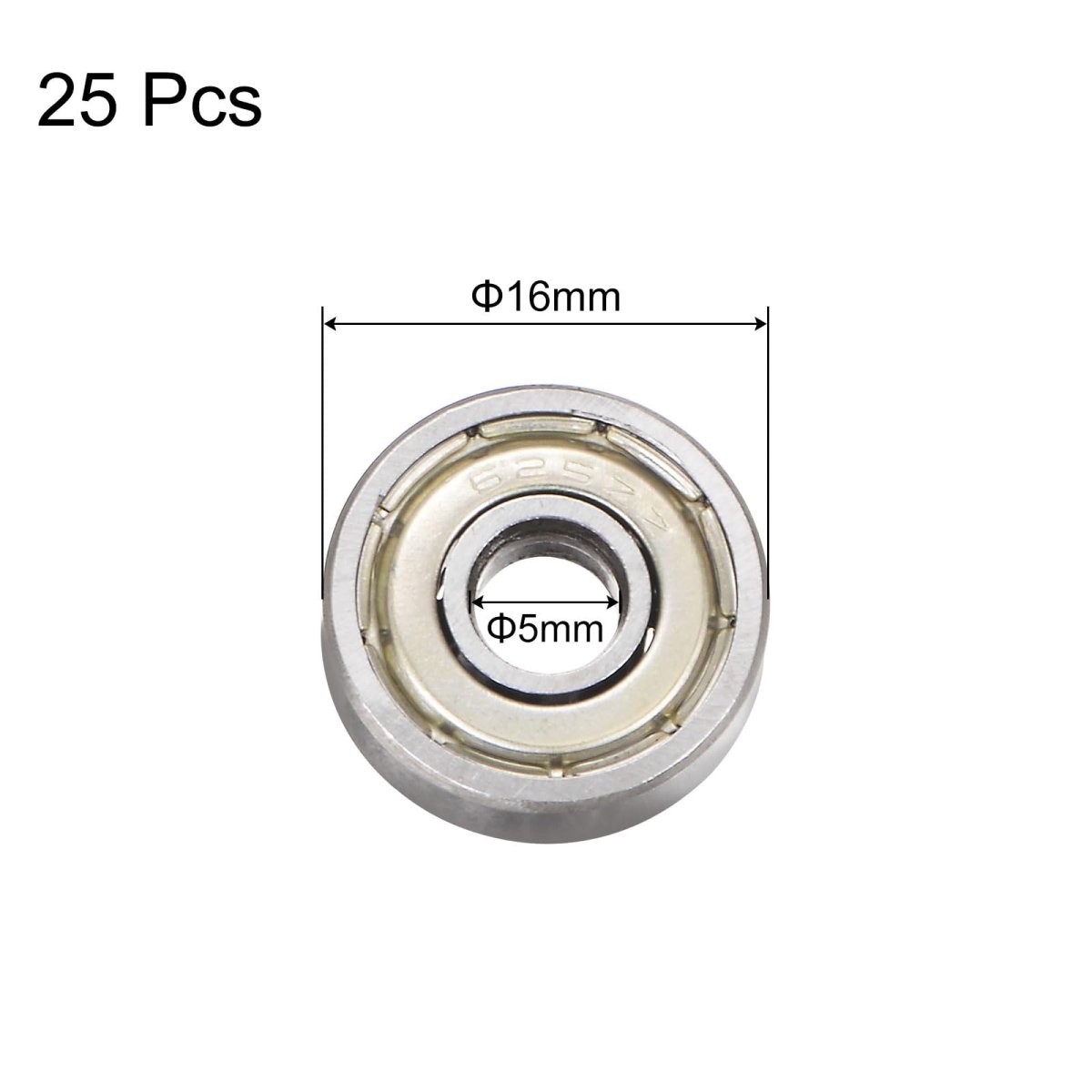 25pcs 625zz Deep Groove Ball Bearings 5mm Bore 16mm Od Thick Carbon Steel Double Shielded Abec3 Z1 Bearing For Motors