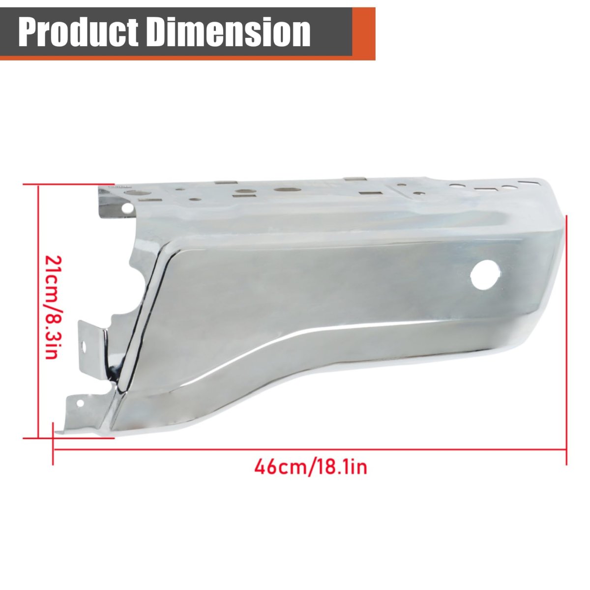 Chrome Rear Bumper End Cap Passenger Side Face Bars Replacement For Ranger 2019-2023 With Park Assist Sensors Hole