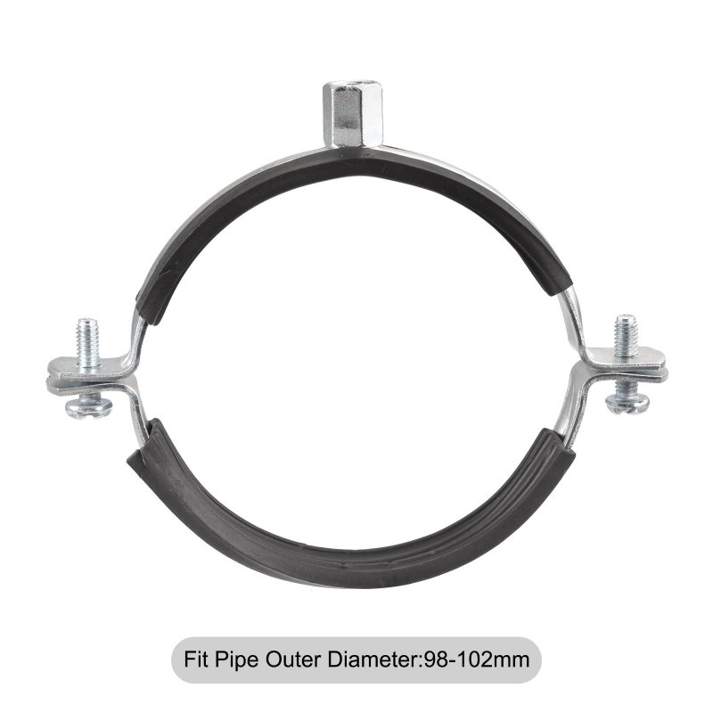 98-102mm Rigid Pipe Strap Clamps Carbon Steel Bracket Tube Clip M8 M10 Nut Size For Water 1 Pcs