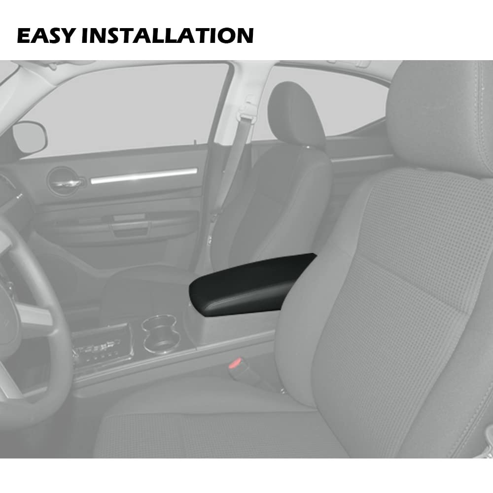 Center Console Armrest Lid Cover For Dodge Charger 2008 2009 2010 Black Microfiber Leather Protective