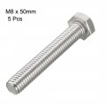 Uxcell M8x50mm Hex Bolts 304 Stainless Steel Hexagon Screw Bolt 5pcs