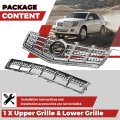 Hecasa Front Bumper Upper Lower Grille Mesh Grill Insert For 2013-2016 Cadillac Srx Plastic Abs Chrome Replacement 22738992