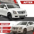 Hecasa Front Bumper Upper Lower Grille Mesh Grill Insert For 2013-2016 Cadillac Srx Plastic Abs Chrome Replacement 22738992