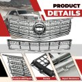 Hecasa Front Bumper Upper Lower Grille Mesh Grill Insert For 2013-2016 Cadillac Srx Plastic Abs Chrome Replacement 22738992