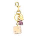 Dice Keychain Charm Creativering Stylish Key Chains Bag Purse Handbag Accessories For Hanging Wallet Car Key Cellphone Beige 