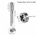 Uxcell 9 16-12 Unc Tap And Die Set With 38mm Round Stock Handle Wrench High Speed Steel Machine Thread Threading Tool