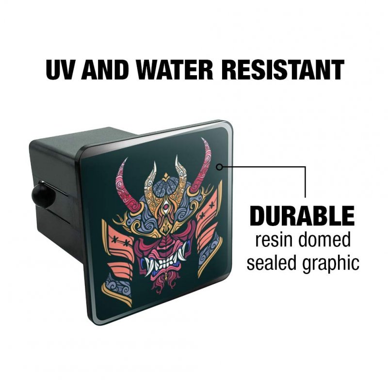 Samurai Warrior Japanese Demon Oni Mask Tow Trailer Hitch Cover Plug Insert For 2 In Receivers Black Abs Plastic With Uv