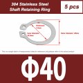 Othim 304 Stainless Steel External Circlip Snap Retaining Clip Ring 35-47mm For Automobiles Electrical And Bearings 5 Pcs 40mm
