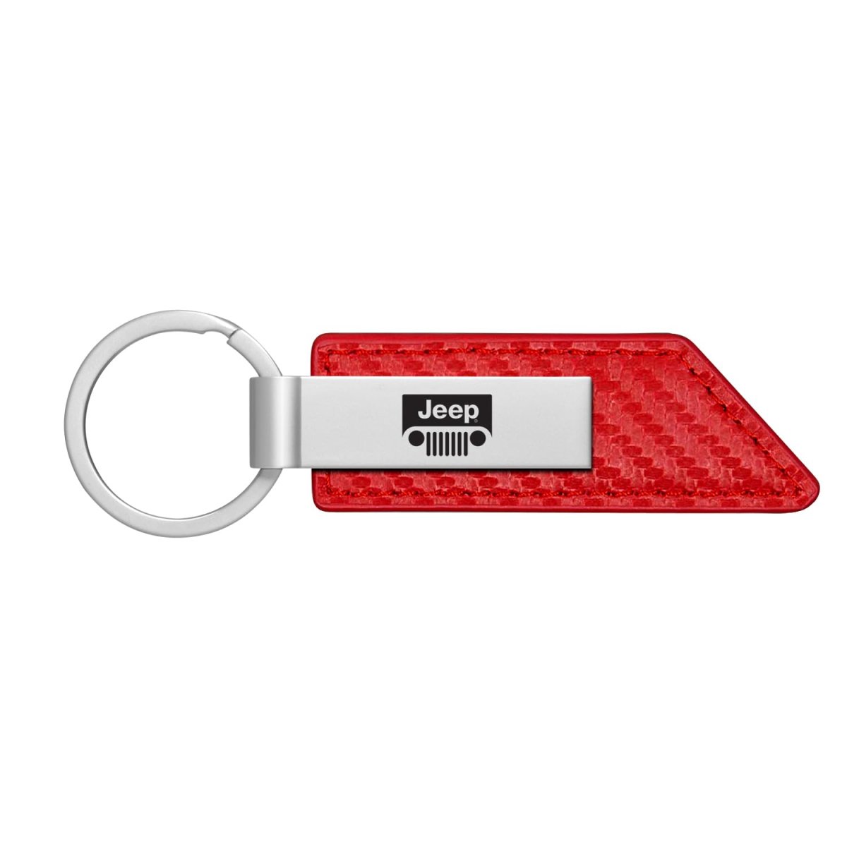 Jeep Grill Red Pu Leather Carbon Fiber Texture Strap Silver Metal Bar Key Chain Official Licensed 3 75 In X 1 Model 402