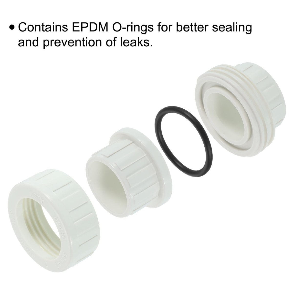 6pcs 1 2 Upvc Union Coupling Pipe Fitting Socket X Socket Adapter Schedule 40 Epdm O-ring For Irrigation Pool System Indoor