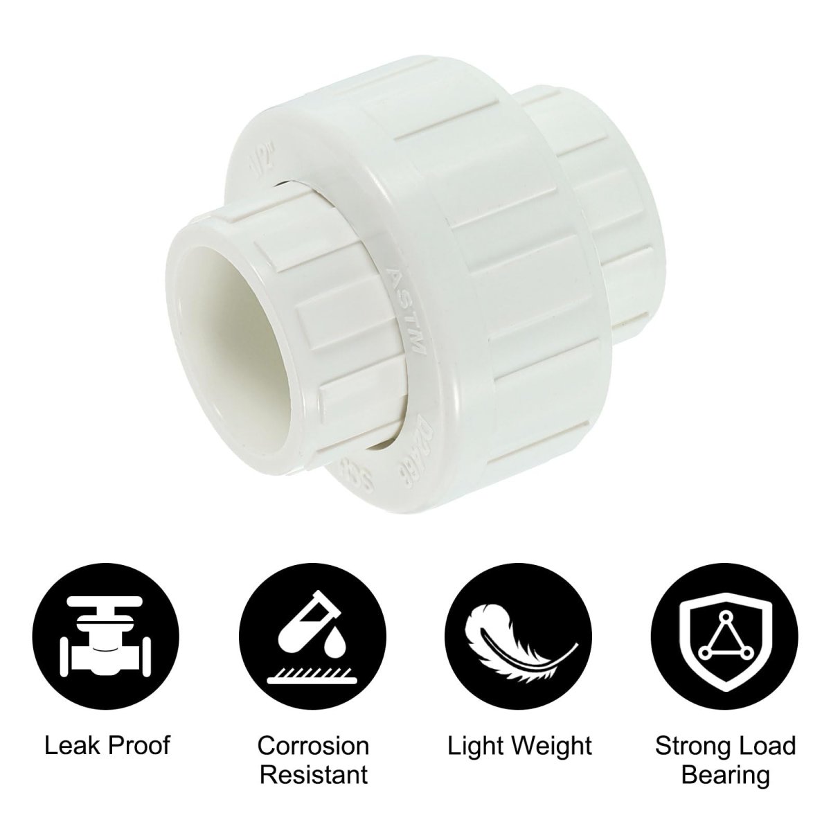 6pcs 1 2 Upvc Union Coupling Pipe Fitting Socket X Socket Adapter Schedule 40 Epdm O-ring For Irrigation Pool System Indoor