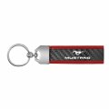 Ipick Image Made For Ford Mustang Real Carbon Fiber Strap With Red Leather Stitching Edge Key Chain