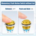 Uxcell 16 Mm Push Button Starter Switch Metal Round Start Spst 1no Ac 250v Gold Tone